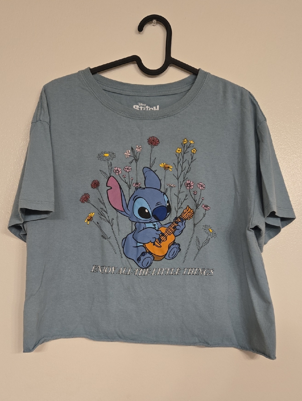 Disney Stitch Graphic Tee with Ukulele and Wildflowers